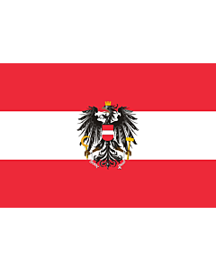 Flag: State flag of Austria; Version with a more artistic version of the coat of arms