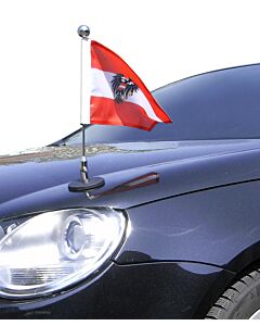  Magnetic Car Flag Pole Diplomat-1.30-Chrome Austria with coat of arms 